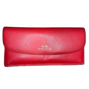 Coach Red Saffiano Leather Envelope Wallet